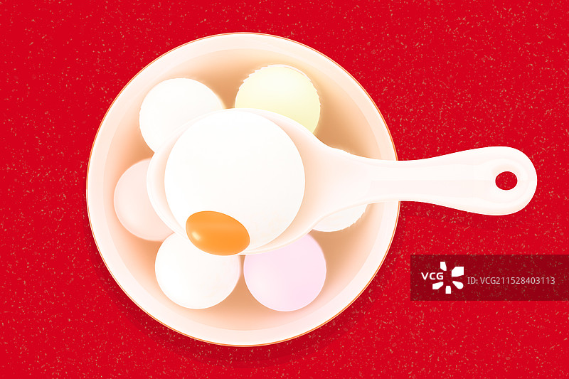 3D渲染花生汤圆插画图片素材