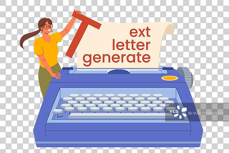 女记者或文案撰稿人站在巨大的旁边图片素材