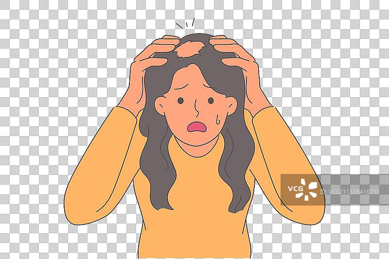 女人头部的癣病让她对这种新疾病感到困惑图片素材