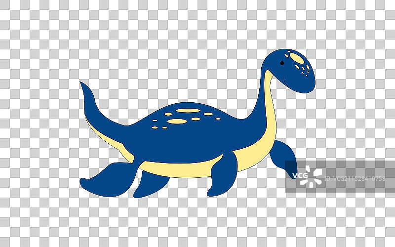 可爱的蛇颈龙卡通恐龙儿童插图图片素材