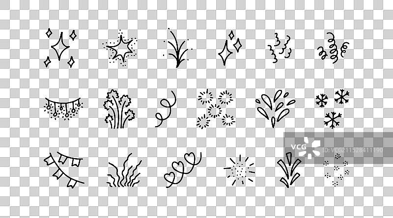 装饰性闪亮光元素手绘线条图片素材