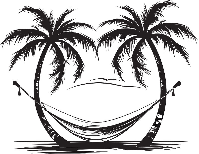 椰子树间悬挂的乐园吊床图片素材