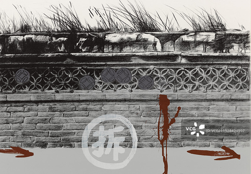 《灰色》丝网版画图片素材