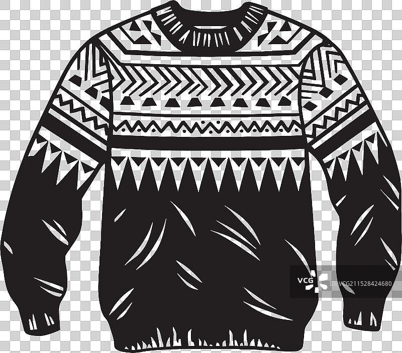 时尚舒适的毛衣，带有标志性的黑色logo图片素材