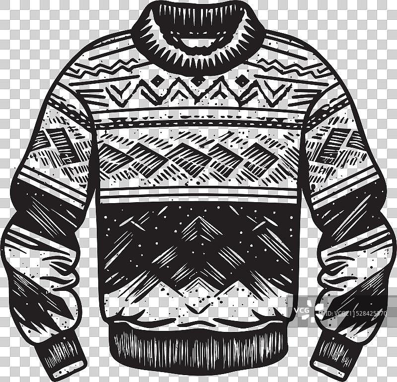 经典都市时尚毛衣，装饰有黑色元素图片素材