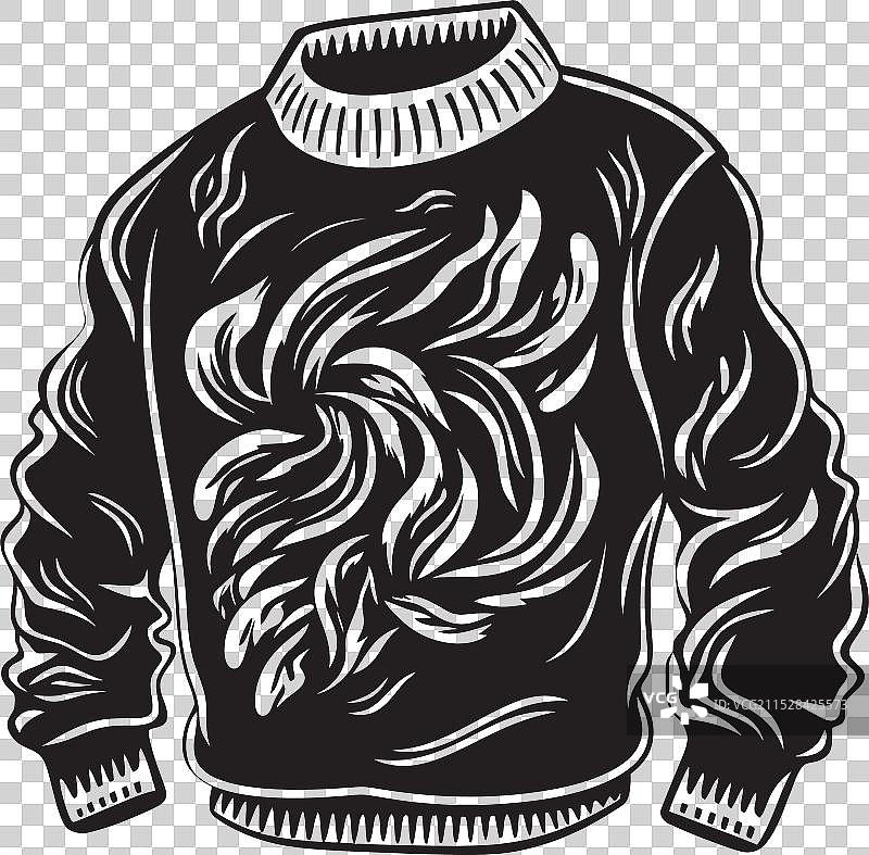 都市极简风格的时尚毛衣，带有黑色标志图片素材