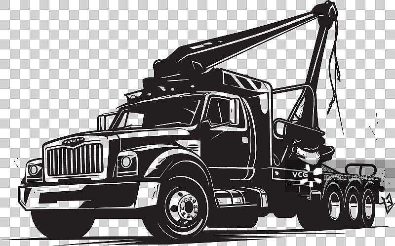 城市救援拖车，带有醒目的黑色标志图片素材