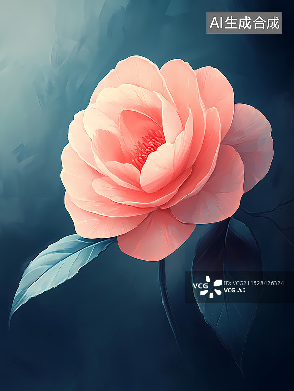【AI数字艺术】抽象山茶花特写图片素材