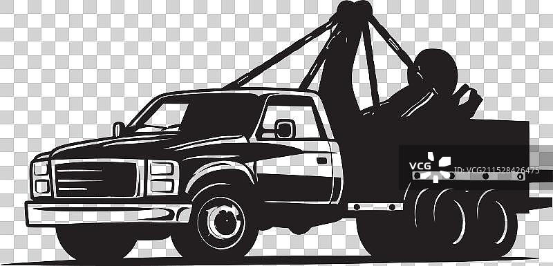 迅速解决方案的拖车，带有标志性的黑色徽章图片素材