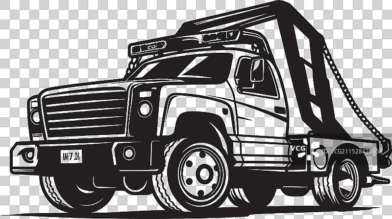 城市响应黑色标志设计在拖车上图片素材