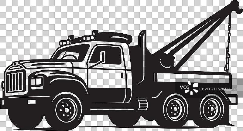 高速公路救援拖车，带有黑色标志，可靠性高图片素材