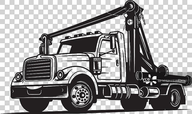 城市黑色图标的安全巡逻拖车图片素材