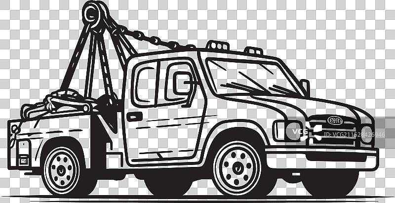 城市道路救援拖车，带有黑色标志图片素材