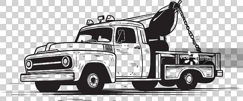 可靠的回收黑色标志设计在拖车上图片素材