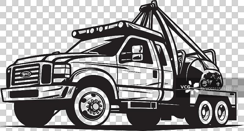 高速公路救援拖车，带有黑色标志，可靠的服务图片素材