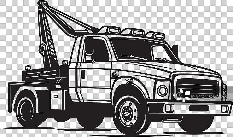 路边救援拖车，带有黑色标志图片素材