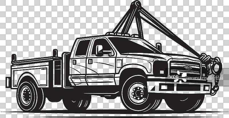 紧急救援拖车，带黑色标志的高速公路图片素材