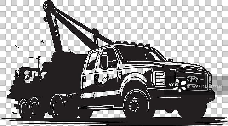 城市救援拖车，带有标志性的黑色徽章图片素材