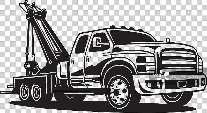 城市救援拖车与黑色图标图片素材