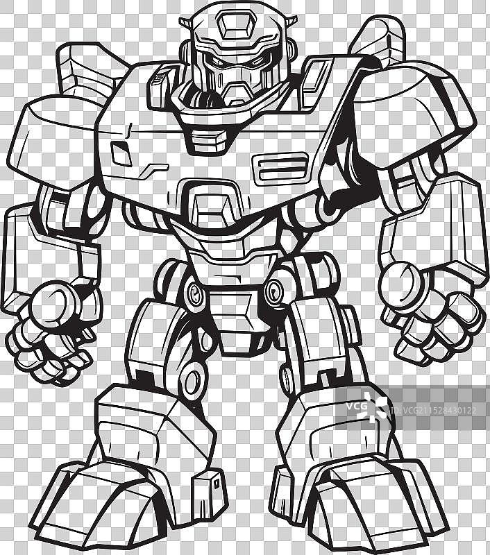 数字战争变形机器人与徽章图片素材