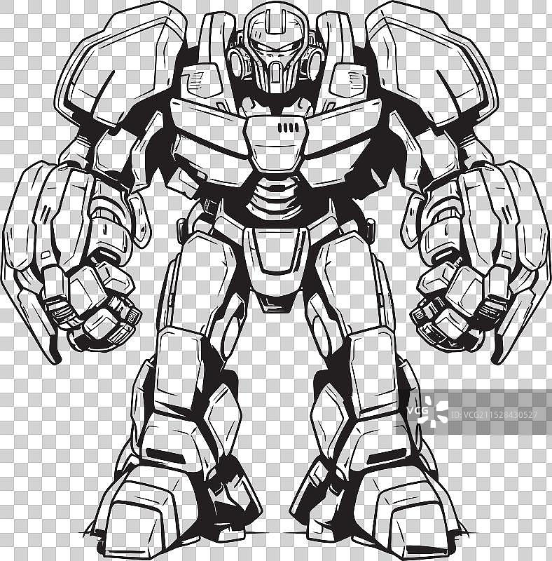 网络融合机器人变形为黑色图片素材