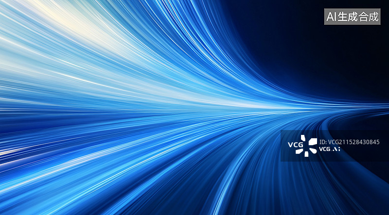 【AI数字艺术】未来科技感蓝色光线科技背景图图片素材