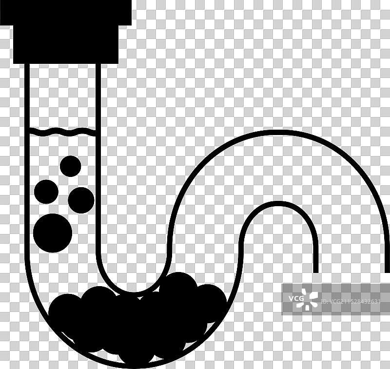 浴室里堵塞的管道图标，静止的水图片素材