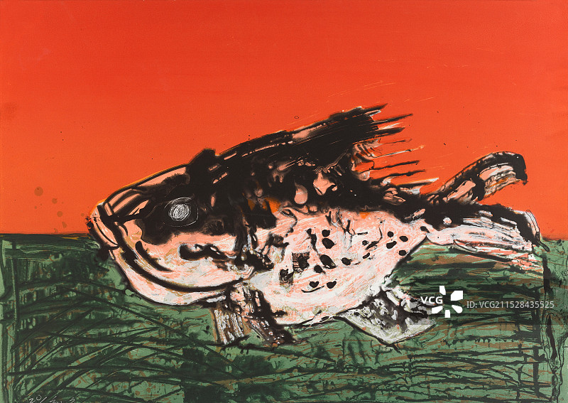 《鲇鱼》丝网版画图片素材