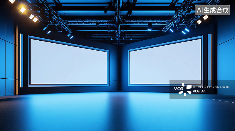 【AI数字艺术】灯光舞台发布会广告牌空白屏幕背景图片素材