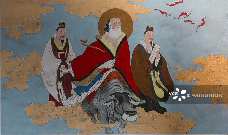 墙绘，老子出关图，紫气东来图片素材