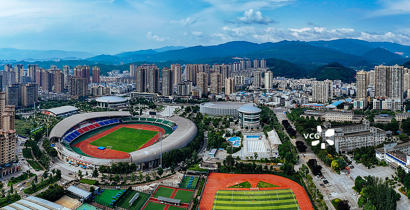 广元市 红星公园 澳源体育中心 万达 利州区 学府路 奥体大桥图片素材