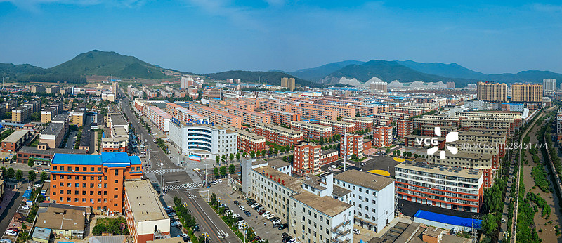 永吉县 城北公园 温德河 永吉大桥 轻工大厦 航拍图片素材