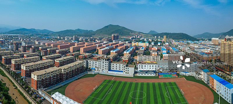 永吉县 城北公园 温德河 永吉大桥 轻工大厦 航拍图片素材