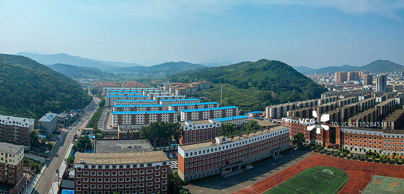 永吉县 城北公园 温德河 永吉大桥 轻工大厦 航拍图片素材