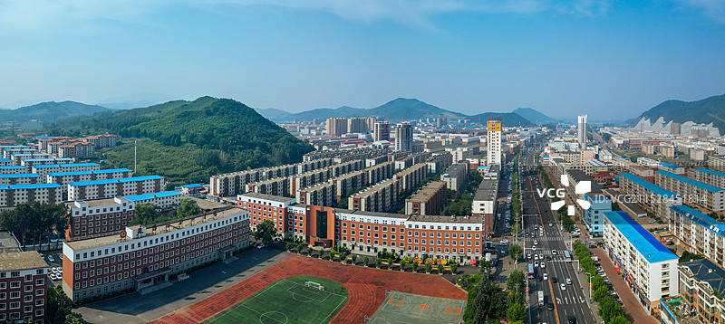 永吉县 城北公园 温德河 永吉大桥 轻工大厦 航拍图片素材