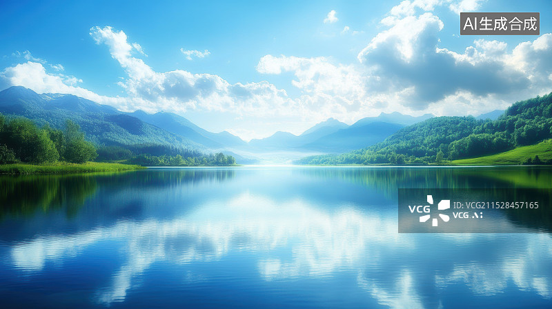 【AI数字艺术】高山湖泊自然风光图片素材