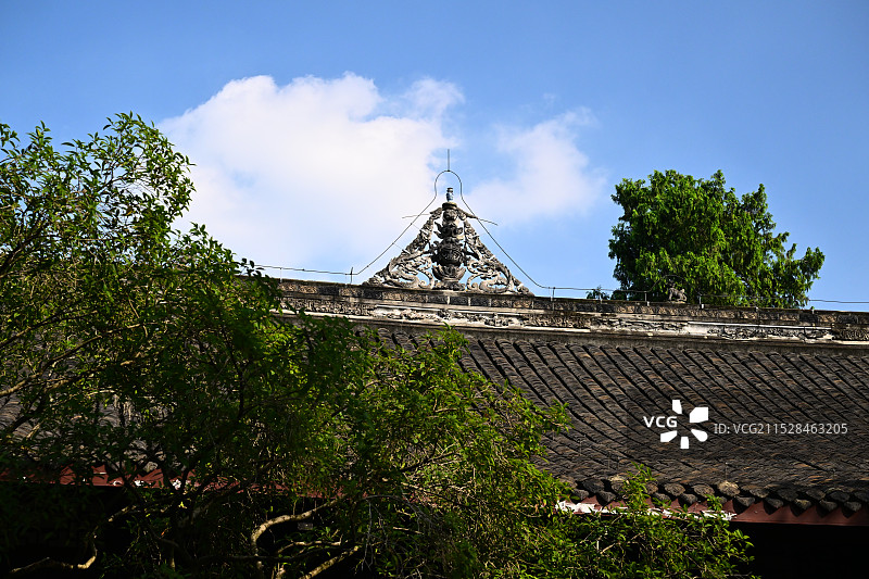 新都桂湖，升庵祠，青瓦红墙的屋顶图片素材
