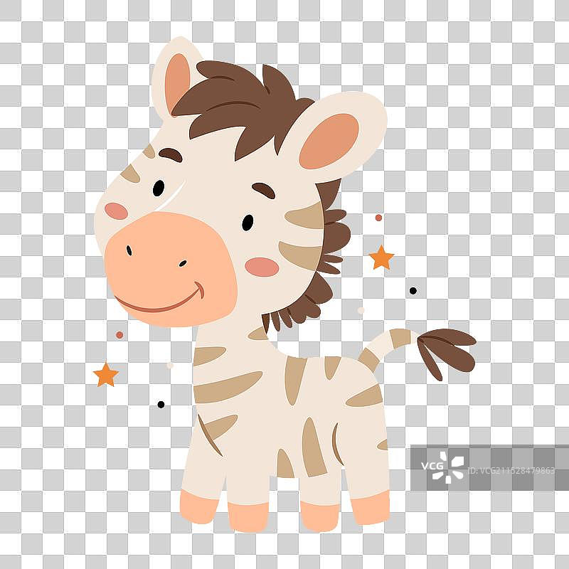 可爱的手绘小斑马，适合儿童使用图片素材