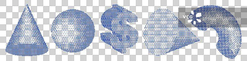 80年代方形像素图形集合时尚系列图片素材