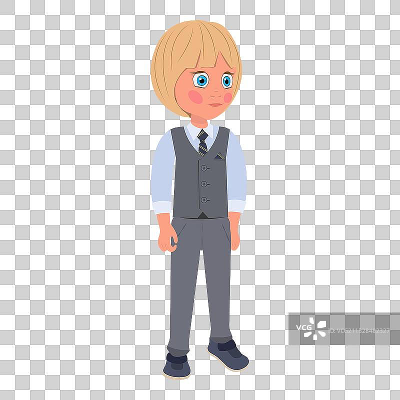 穿着的学生男孩平面图图片素材