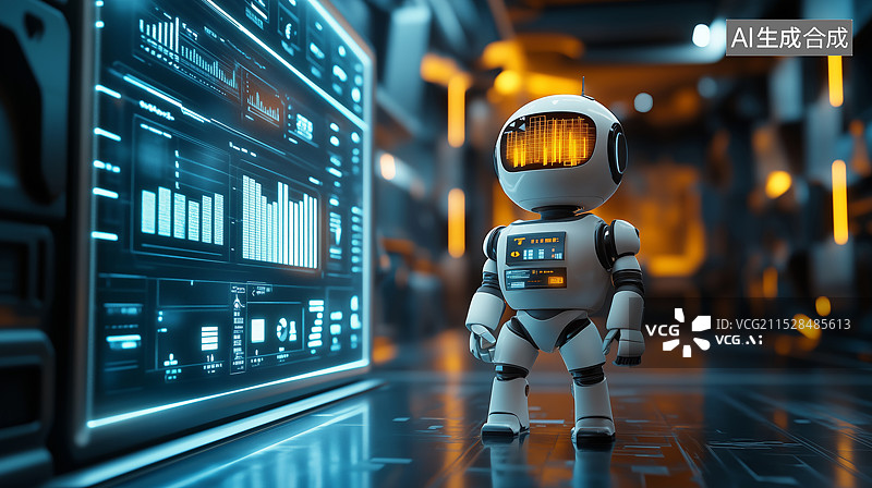 【AI数字艺术】AI人工智能机器人与数据分析处理概念图片素材
