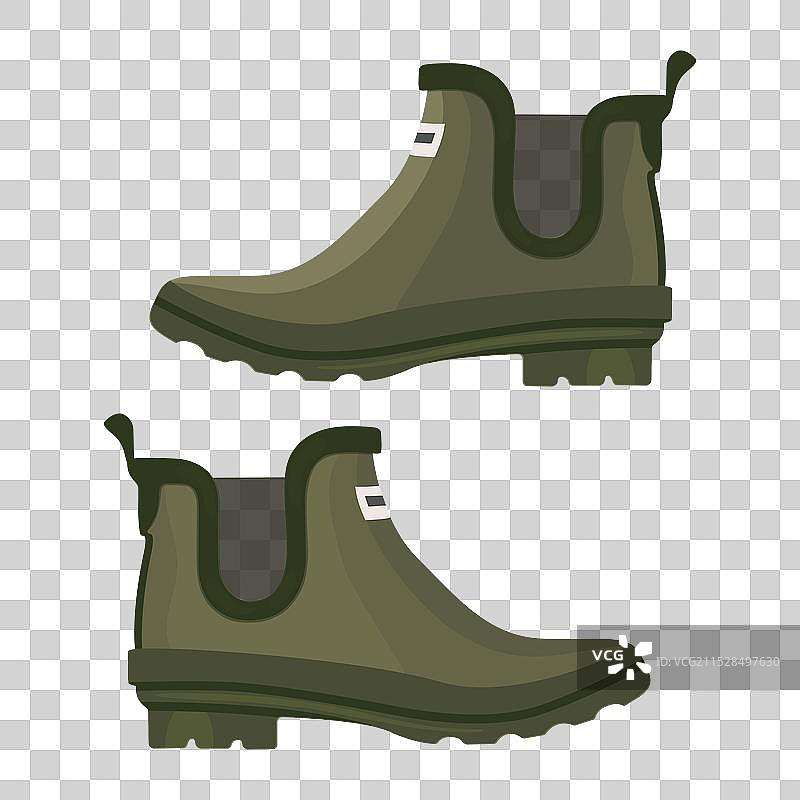 绿色橡胶靴，亨特 ankle 雨靴图片素材