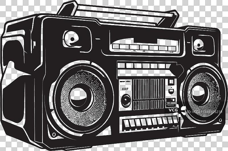 节奏骑士风格的便携音响标志与律动图片素材