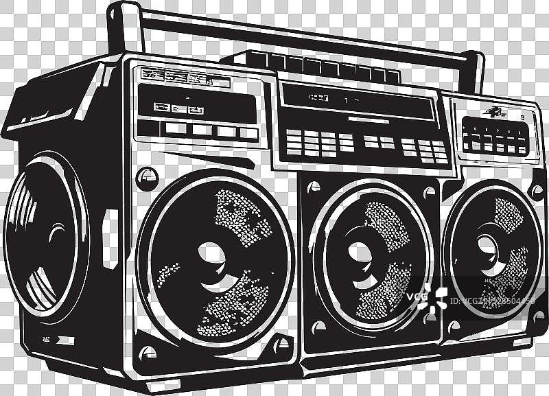 时尚的流行音响，标志性设计，节拍盒子燃烧图片素材