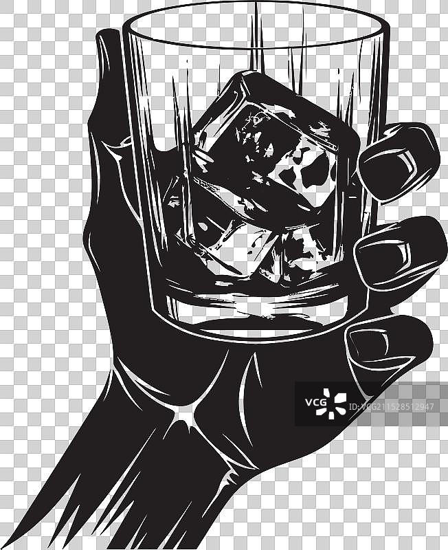 灵魂守护者手持威士忌酒杯图标波浪图片素材