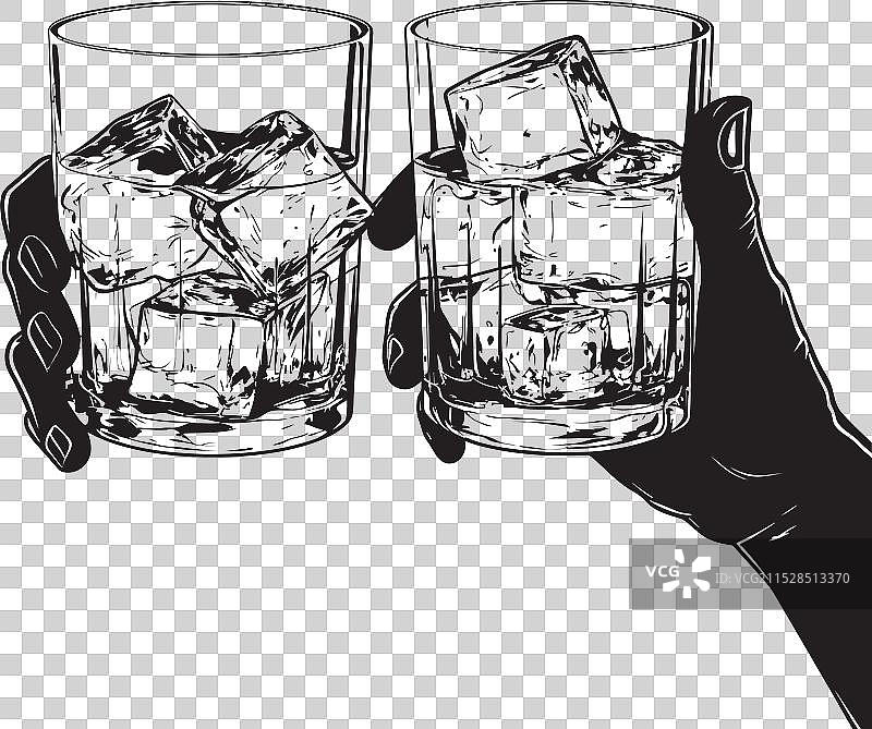 威士忌漫游者手持酒杯图标酒桶祝福图片素材