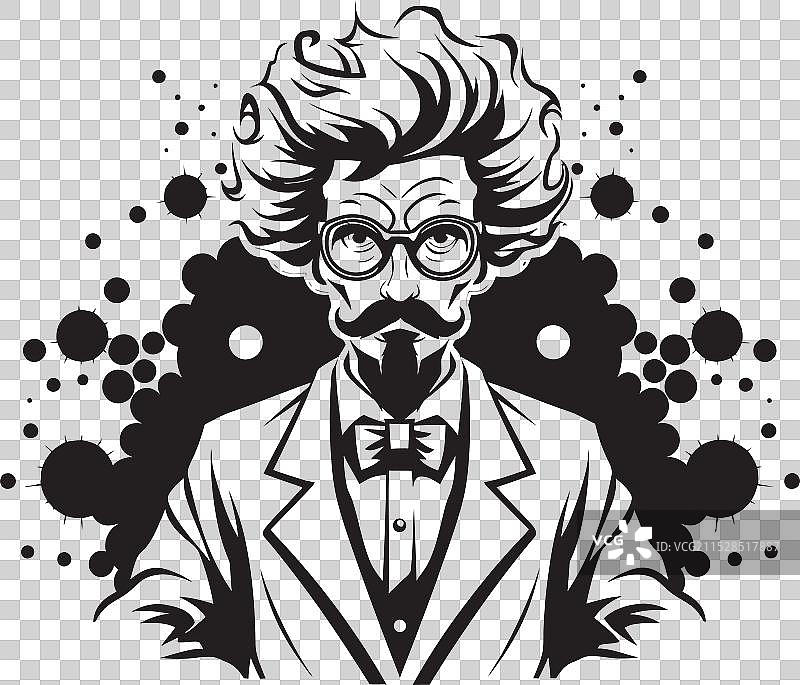 纳米忍者疯狂科学家徽章脑波男爵图片素材