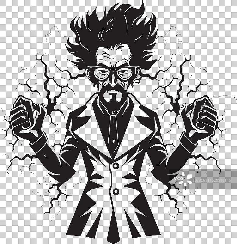 天才突破疯狂科学家徽章图标图片素材