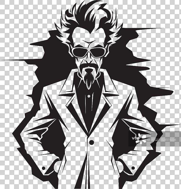 实验室疯狂科学家徽章图形图片素材