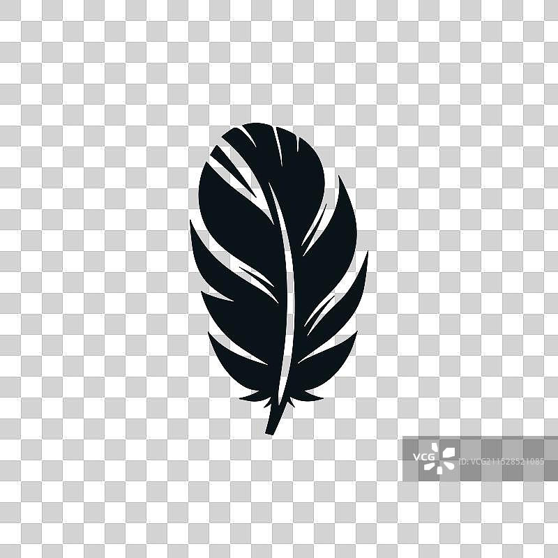 轻盈的黑色羽毛图标，光滑设计图片素材